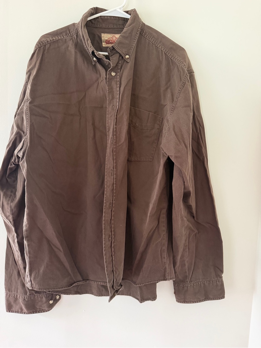 Cactus Shirt Jacket Mens XXL Brown Good Cotton Button Up Pocket